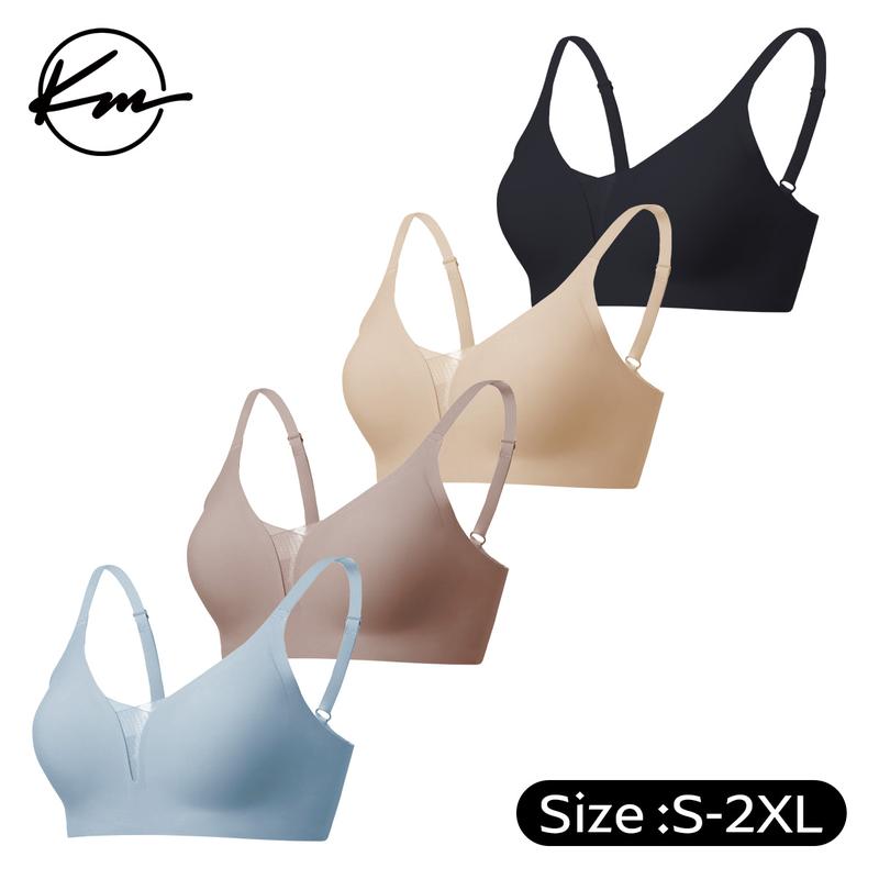 KatchMe Women's Soft Solid Seamless Adjustable Strap Wirefree Push-Up Bra, Non-Wired 3 4Coverage Bra, Suitable for All Seasons, Breathable Bralette Womenswear Underwear Lady Comfort